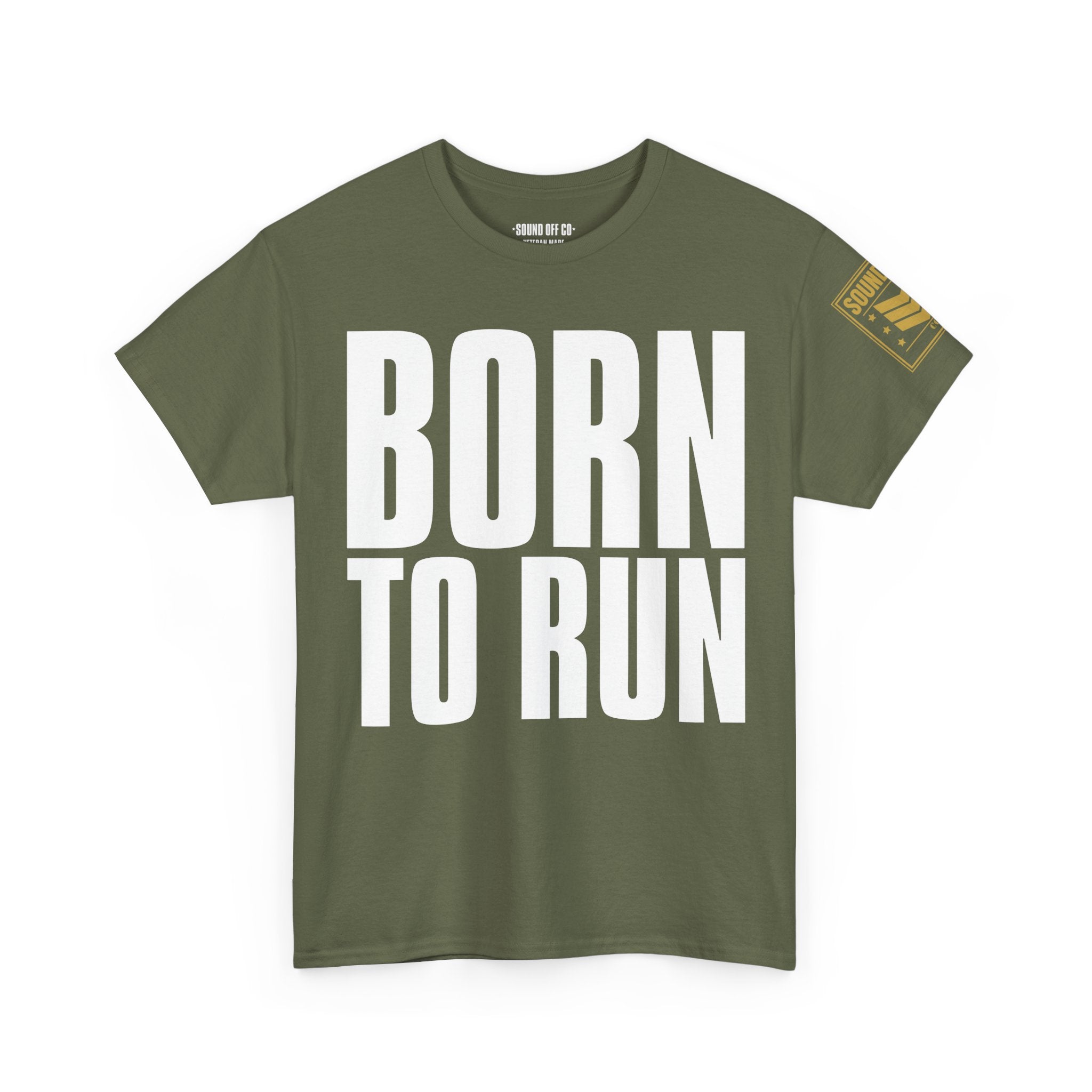 Born To Run Never From A Firefight · Military T-Shirt